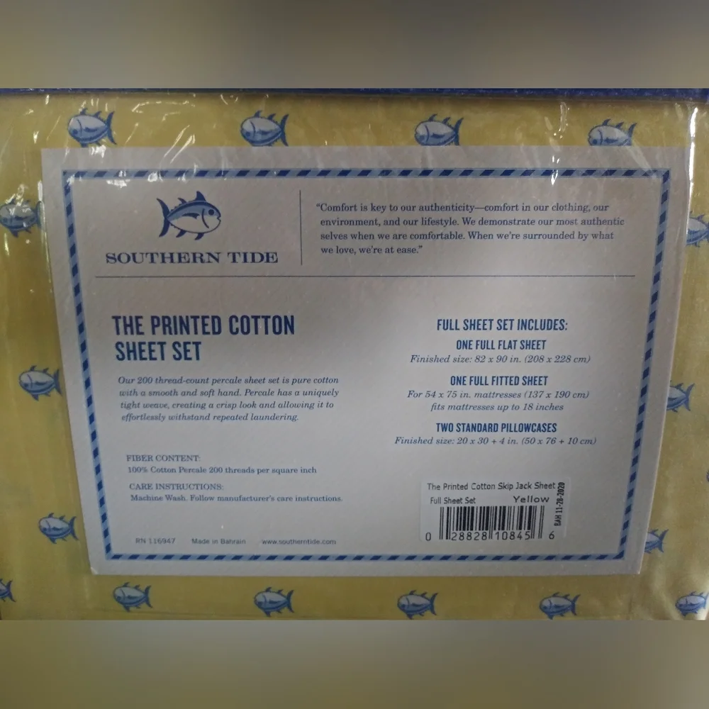 New Southern Tide Skipjack Full sheet set Yellow